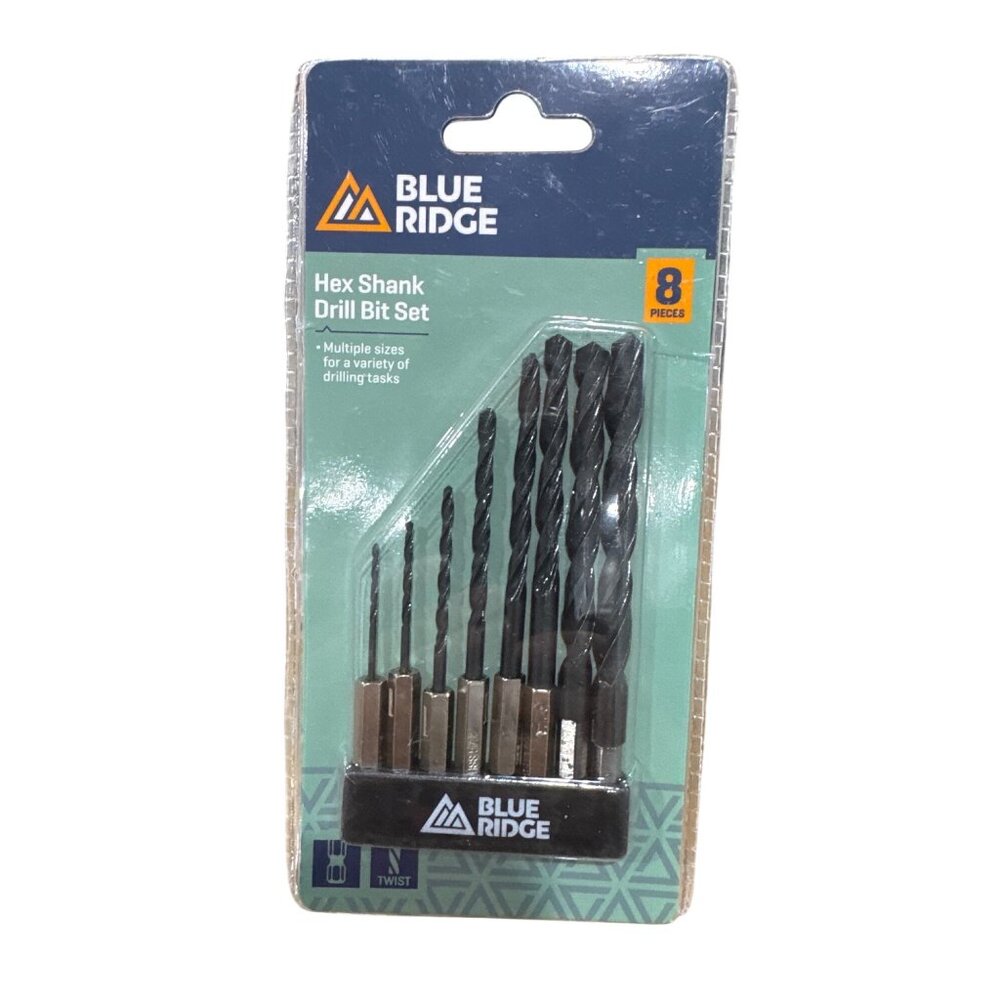 Blue Ridge 8-Piece Hex Shank Drill Bit Set Multiple Sizes For Various Drilling T